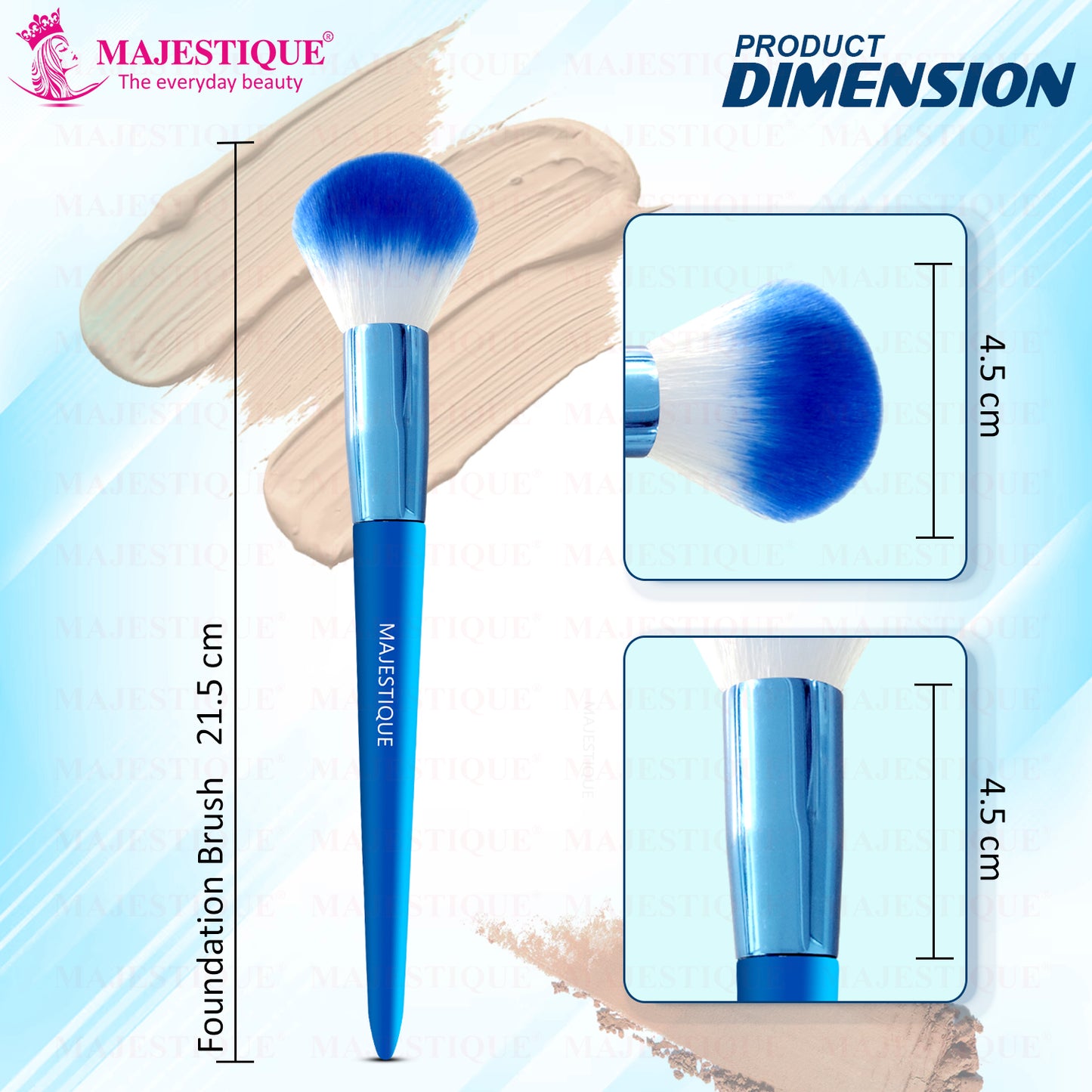 Majestique Ocean Blue Foundation Brush, for Face Makeup  1Pc/Blue FC124