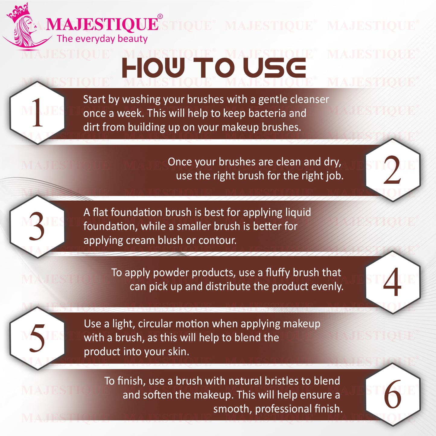 Majestique Supple Ovel Makeup Brushes for Blending, Blush and Eye Shadow Brush - 3Pcs-CMB513