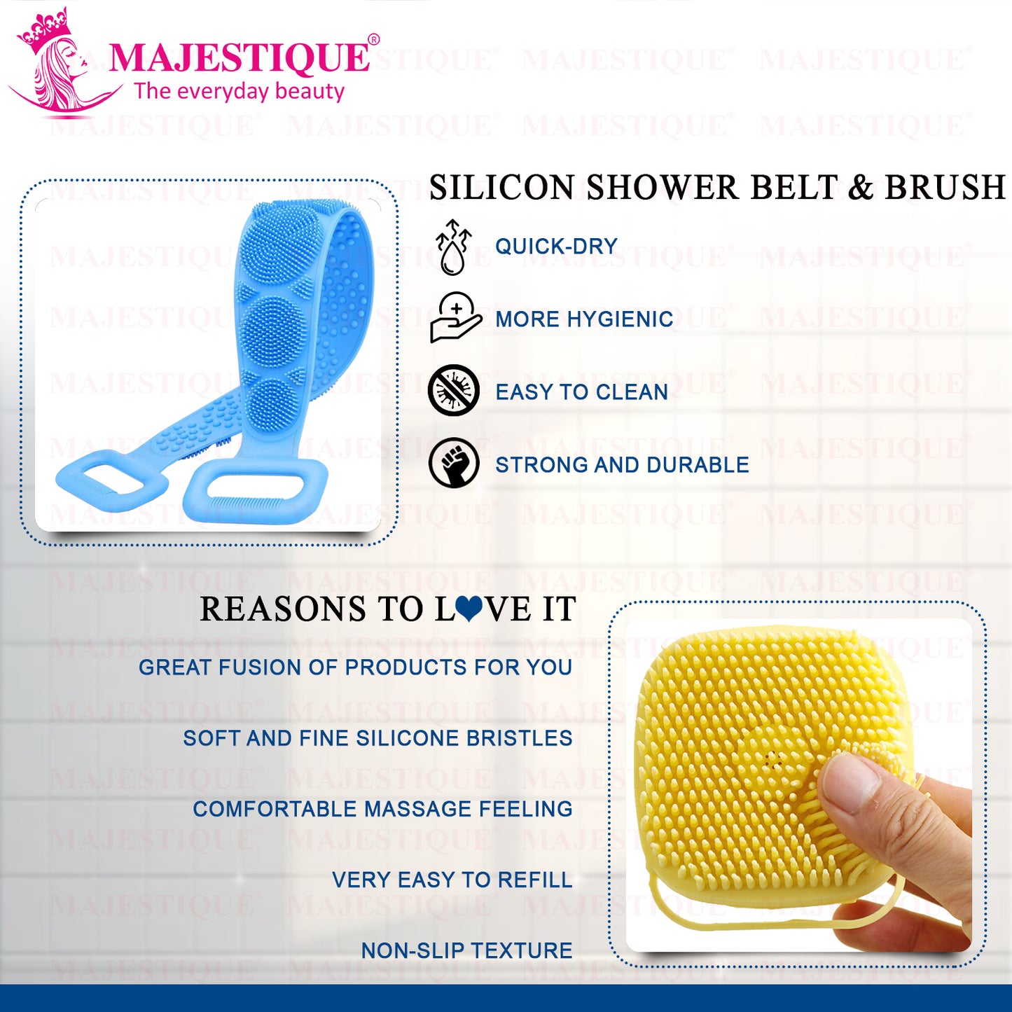 SILICON BATH BRUSH AND BATH BELT (PACK OF 2) CMB550