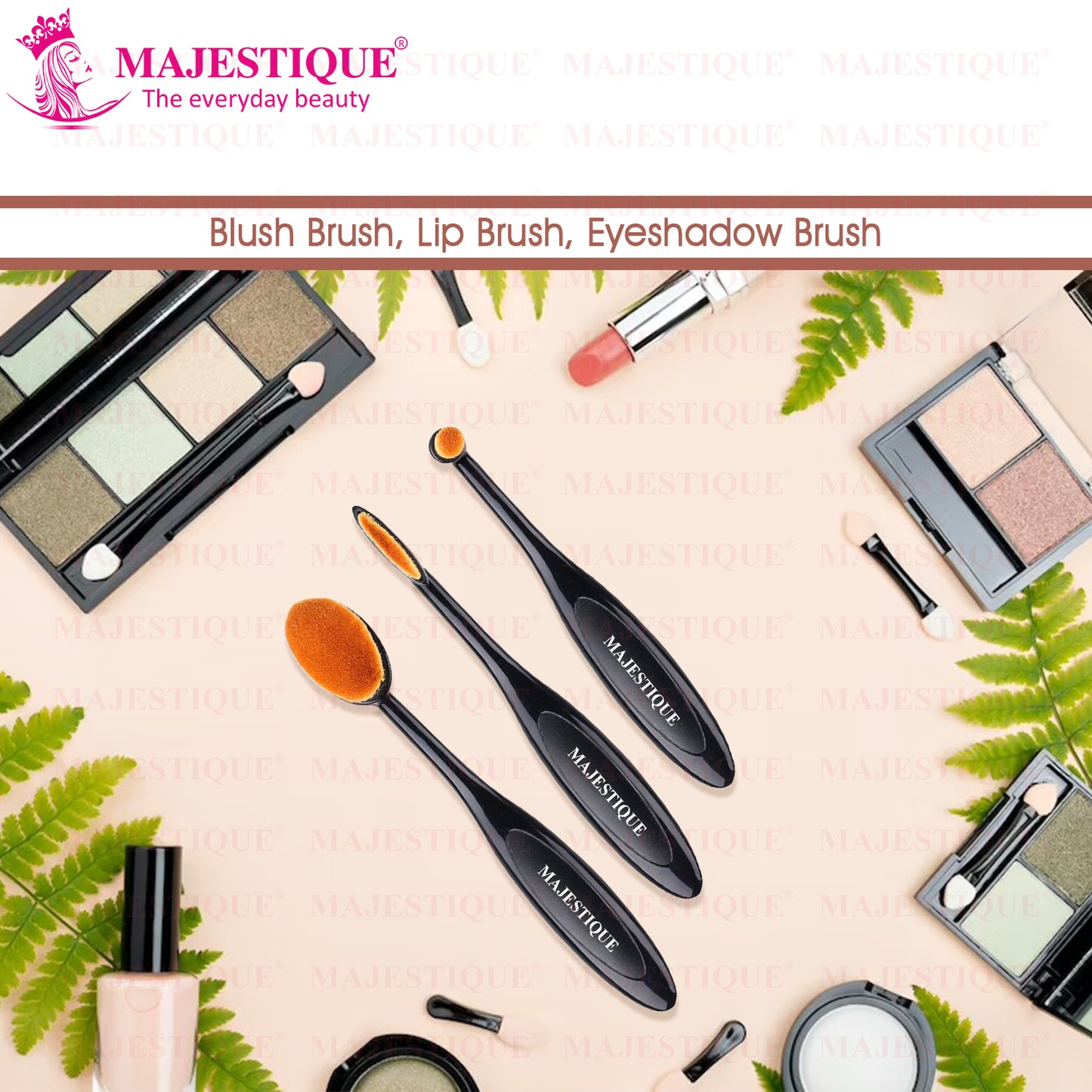 Majestique Supple Ovel Makeup Brushes for Blending, Blush and Eye Shadow Brush - 3Pcs-CMB513