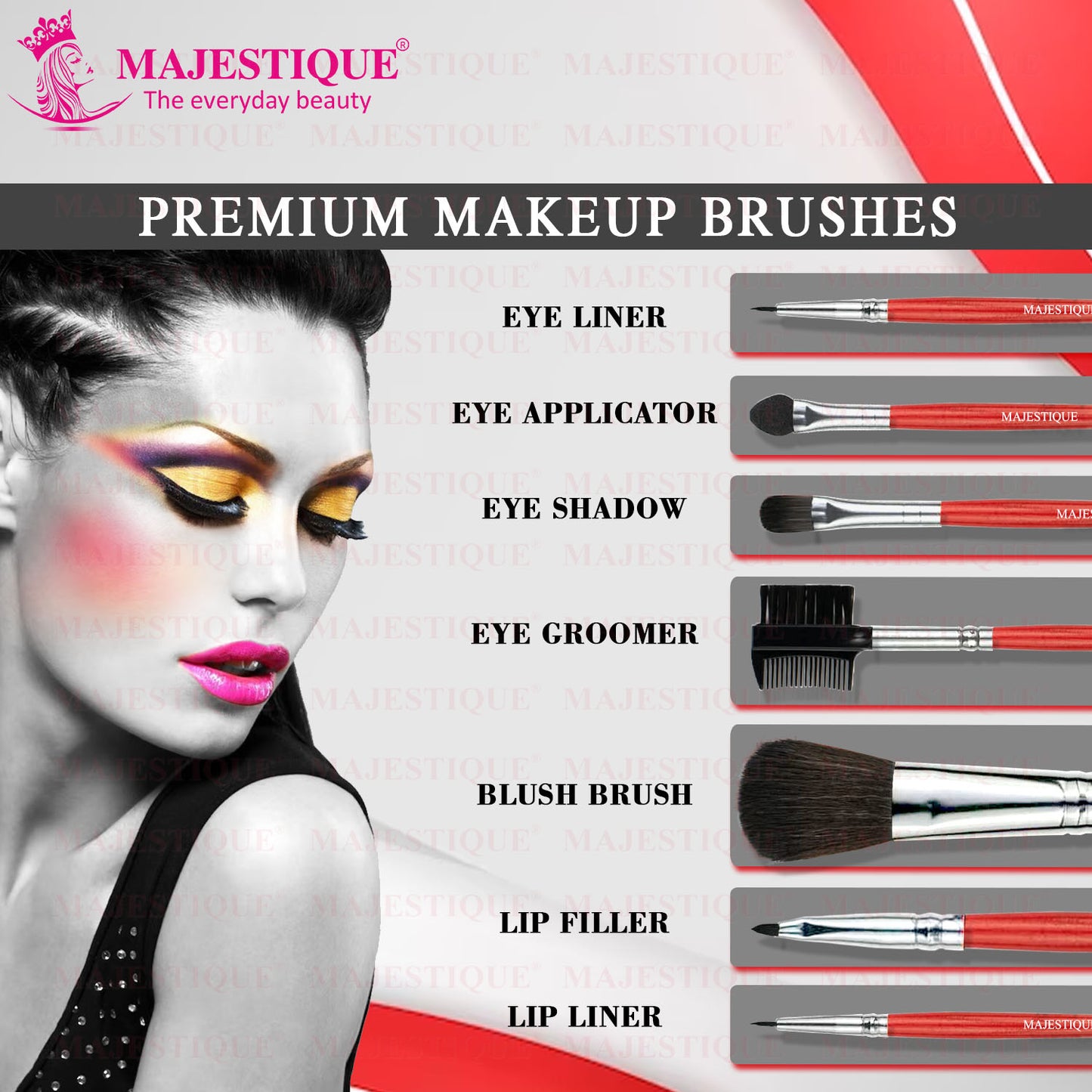 Majestique 7Pcs Makeup Brush Kit - Eyes And Lips Beautifier Brush Makeup Kit CMB520