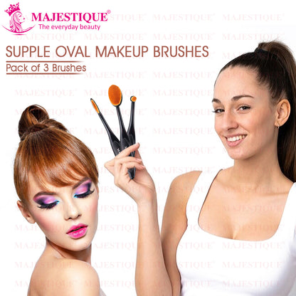 Majestique Supple Ovel Makeup Brushes for Blending, Blush and Eye Shadow Brush - 3Pcs-CMB513