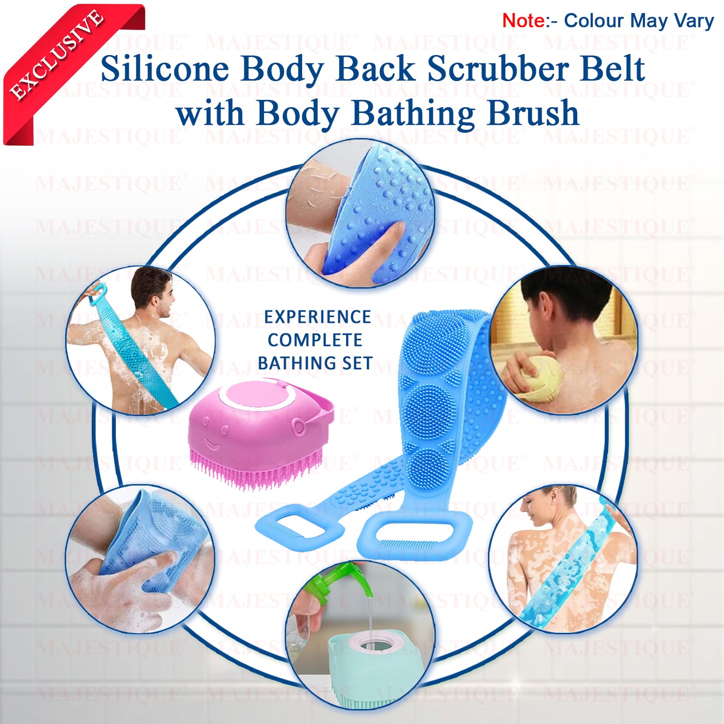 SILICON BATH BRUSH AND BATH BELT (PACK OF 2) CMB550