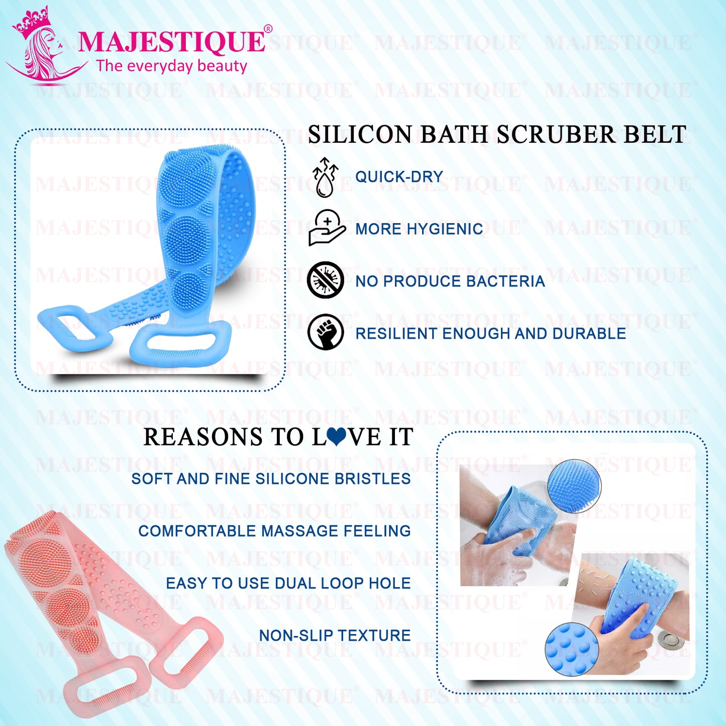BATH SCRUB BELT WITH HANDLE Multicolor BA209
