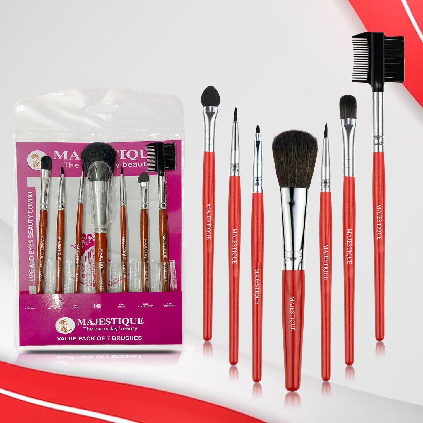 Majestique 7Pcs Makeup Brush Kit - Eyes And Lips Beautifier Brush Makeup Kit CMB520