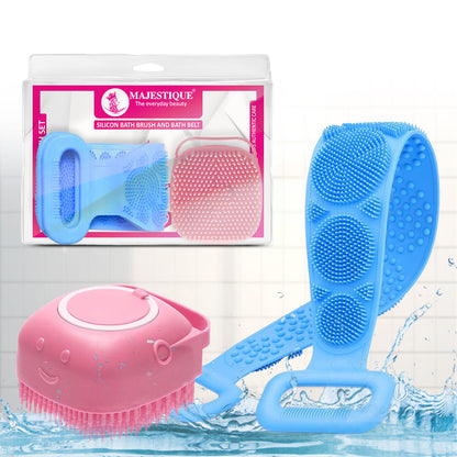 SILICON BATH BRUSH AND BATH BELT (PACK OF 2) CMB550