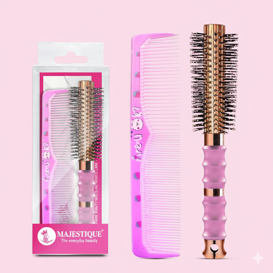 Premium Round Hair Brush With Comb (2 Pc) Hr183