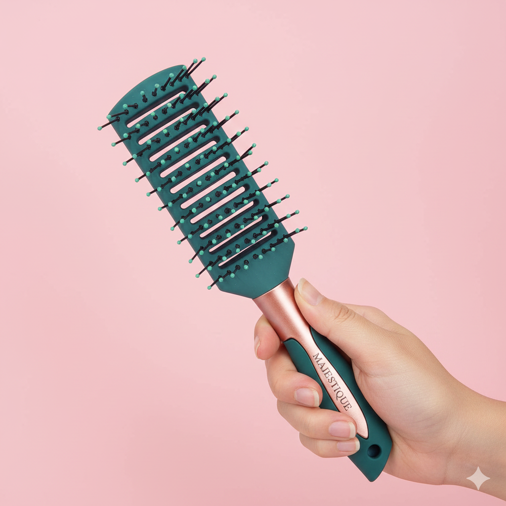 Vented Green Velvet Hair Brush  Hr146