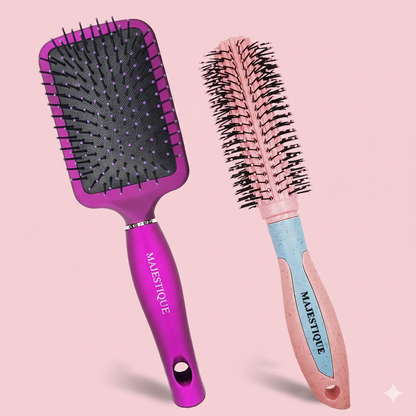 Paddle And Round Hair Brush Combo (2 Pc) Hr168