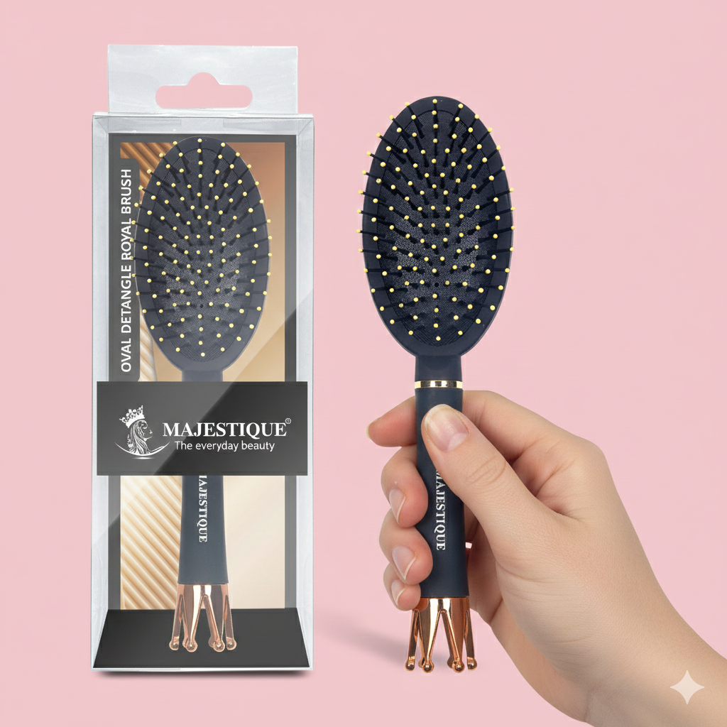 Ovel Royal Black Cushion Brush Hr153