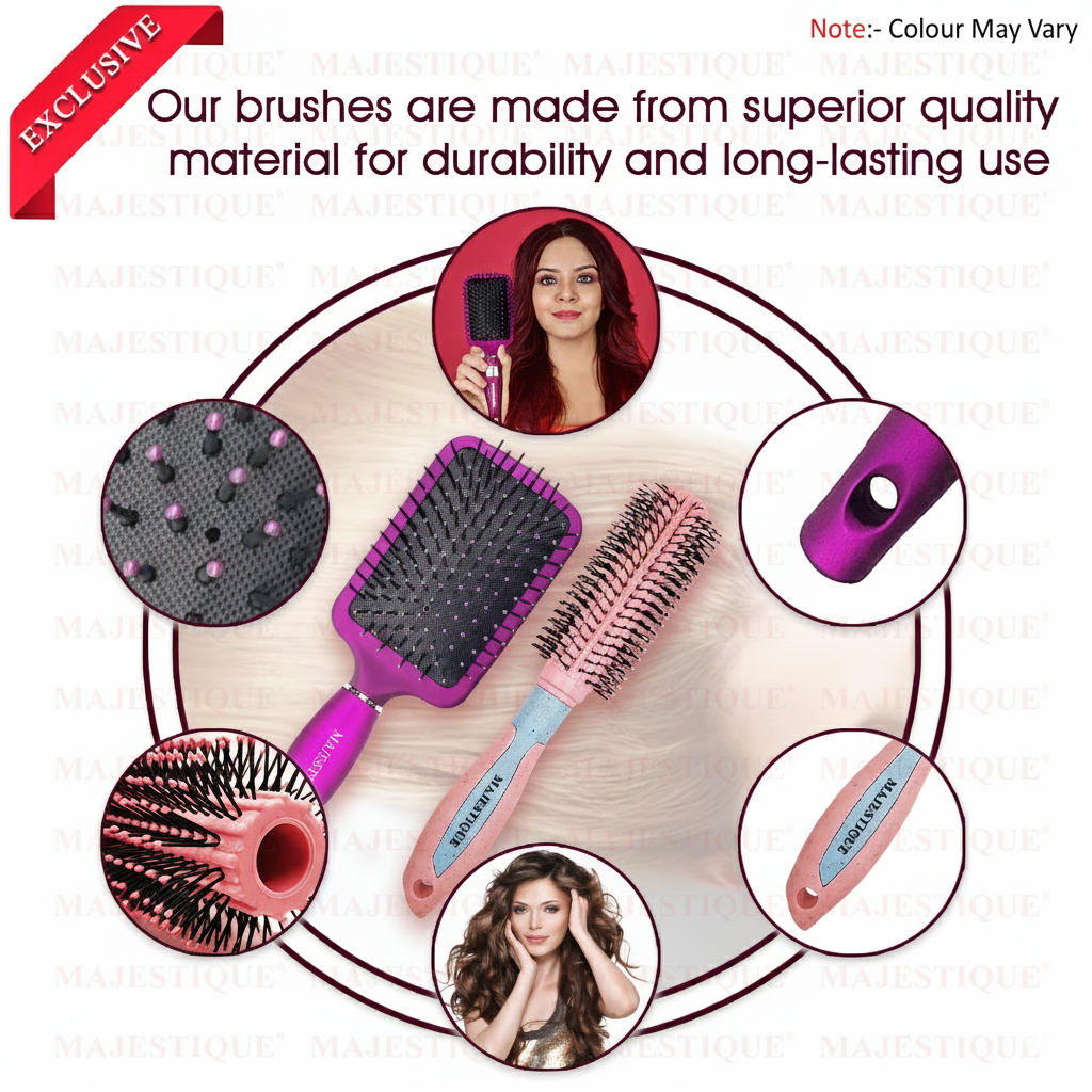 Paddle And Round Hair Brush Combo (2 Pc) Hr168