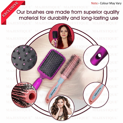 Paddle And Round Hair Brush Combo (2 Pc) Hr168