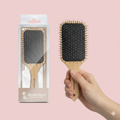 Premium Wooden Metal Pin Paddle Brush Hr144