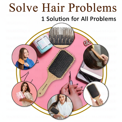 Premium Wooden Metal Pin Paddle Brush Hr144