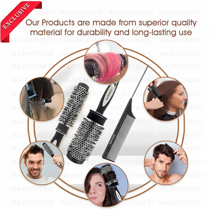 Blow Hair Roller Brush & Tail Comb (3‑Pc) HR174