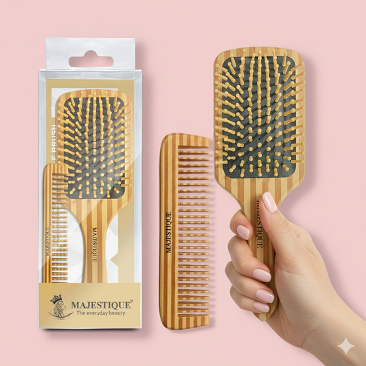 Detangling Paddle Hair Brush & Comb (2‑Pc) HR166