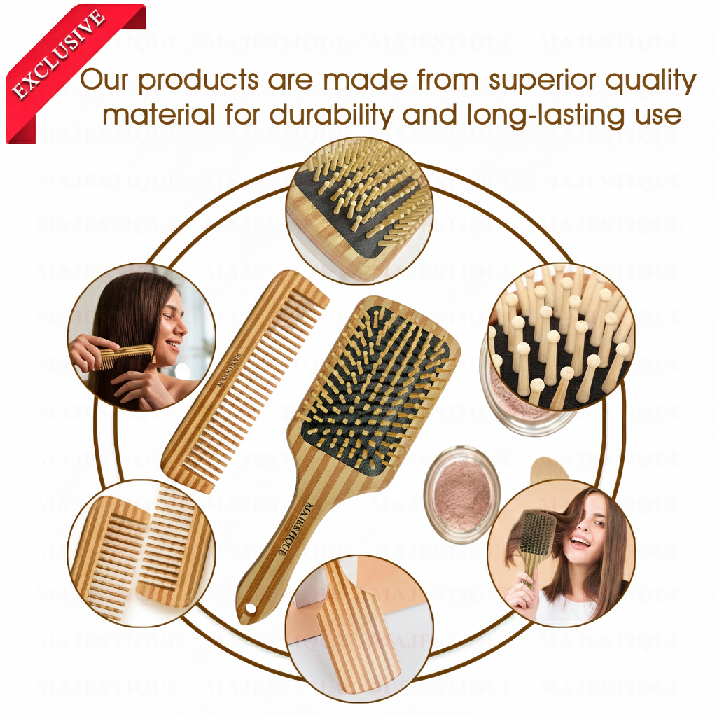 Detangling Paddle Hair Brush & Comb (2‑Pc) HR166