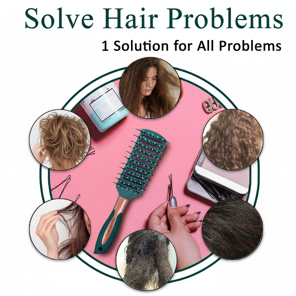 Vented Green Velvet Hair Brush  Hr146