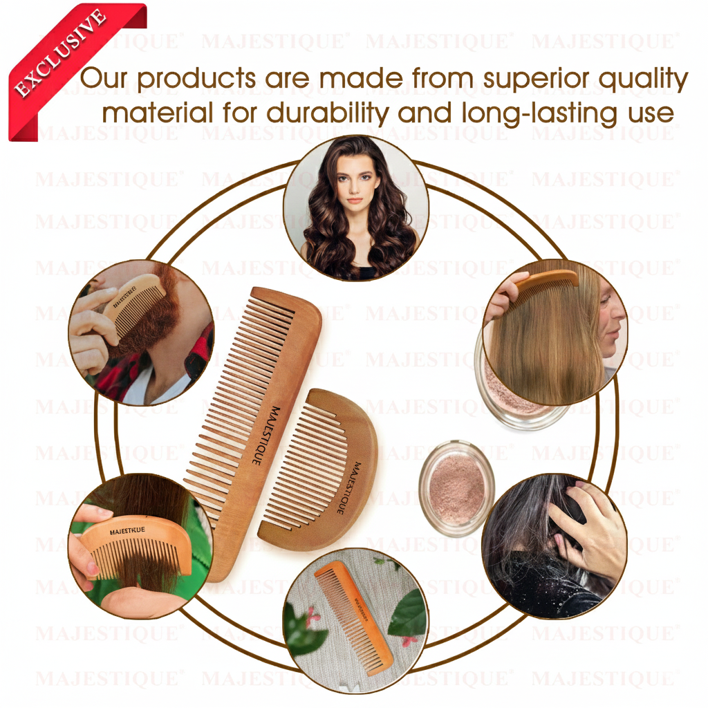 Wooden Hair Grooming Comb Set (2 Pc) Hr175
