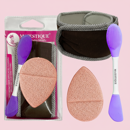 SILICON FACE MASK BRUSH AND HEAD BAND COMB0 Color May Vary FC94