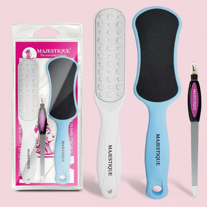 PREMIUM FOOT SCRUBBERS & NAIL FILER (PACK OF 3) Multicolor FN340