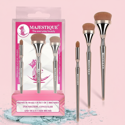 PREMIUM MAKEUP BRUSH SET- FOUNDATION, CONCEALER AND MULTIPURPOSE (PACK OF 3)  CMB554