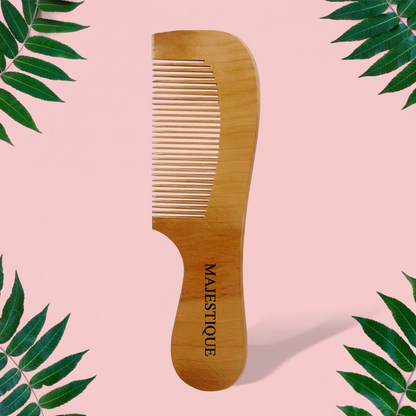 WOODEN HAIR COMB WITH HANDLE HR140