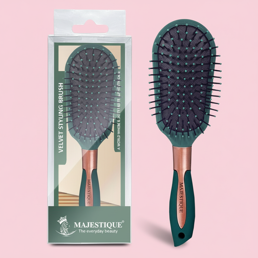 Green Velvet Styling Cushion Hair Brush Hr149