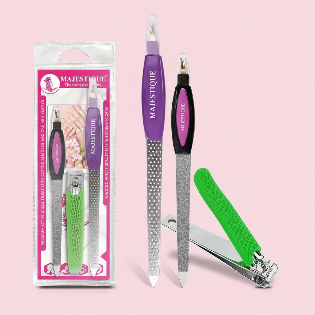 PREMIUM NAIL FILERS & CUTICLE CLIP (PACK OF 3) Multicolor FN341